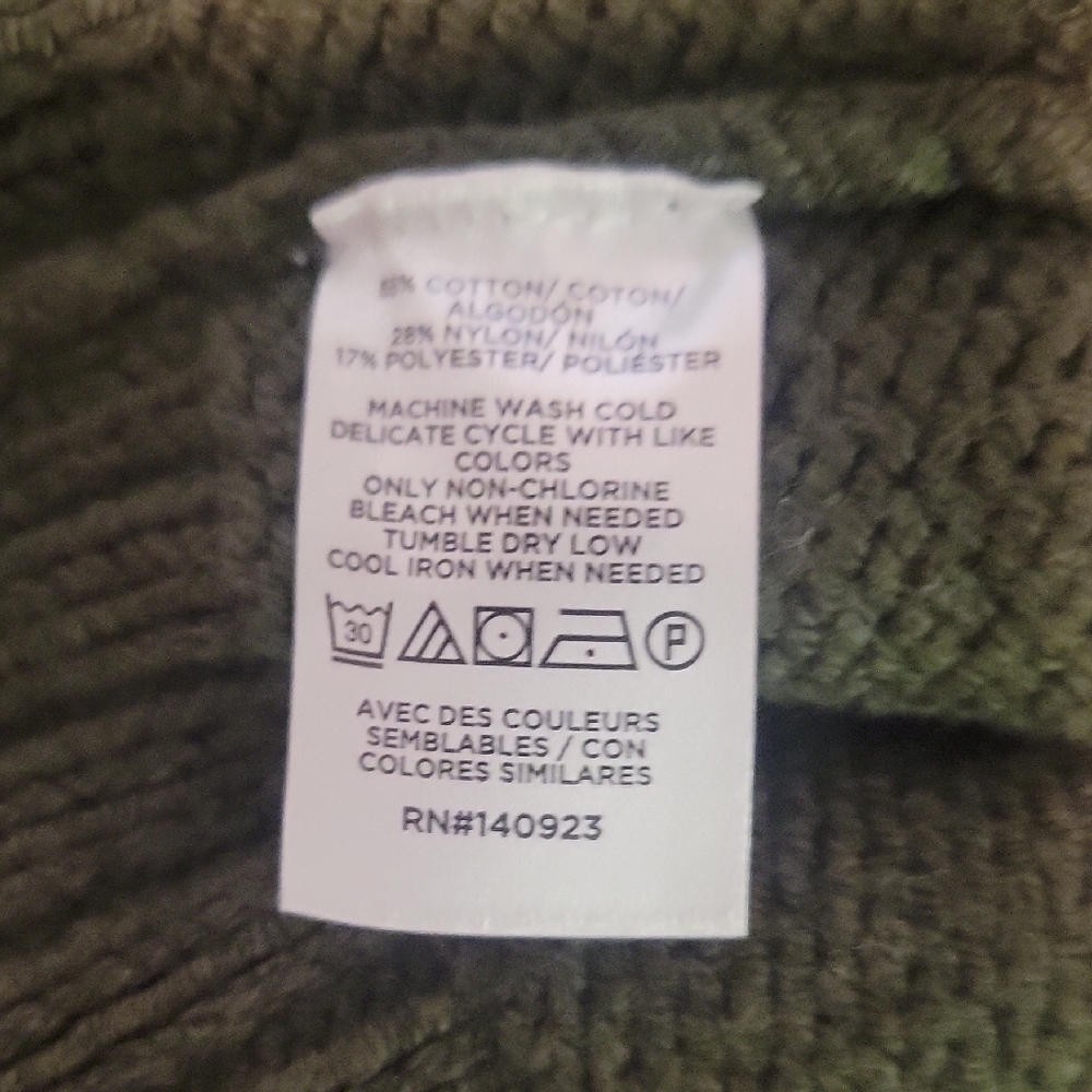 LOFT Olive Green Button-Front Crewneck Cardigan - Picture 7 of 11